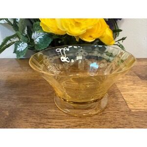 Vintage‎ Federal Glass Madrid Amber Dessert Bowl – Etched Depression Glass